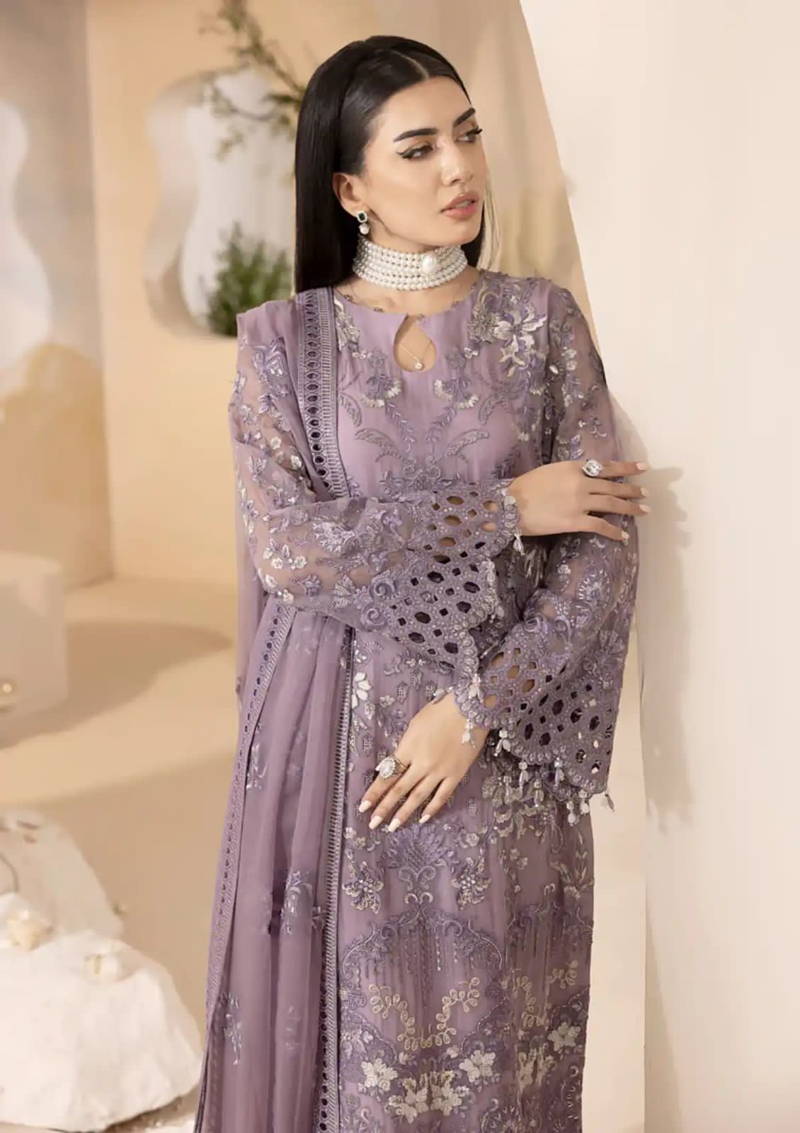 Dhanak embroidered luxury unstitched 3pc suit